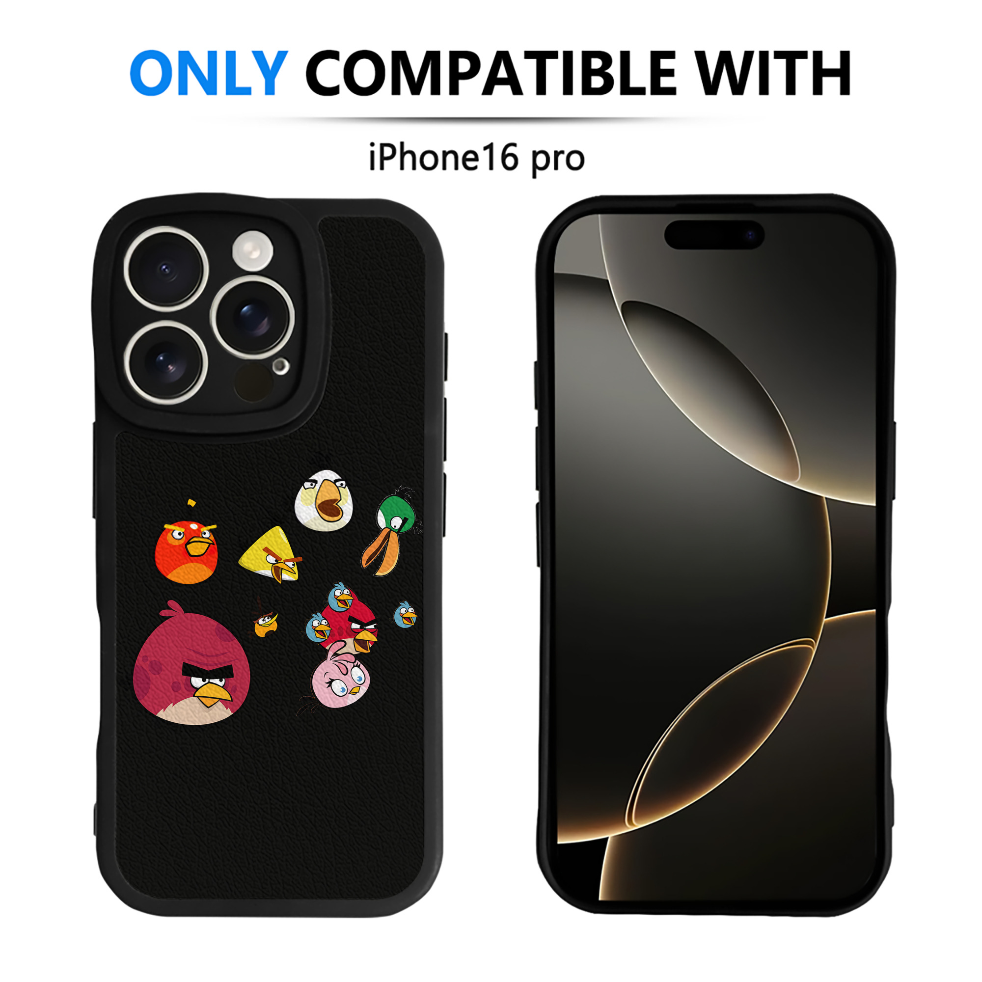 （画像用） Angry Birds アングリーバード 【iPhone 16シリーズ対応】シリコンスマホケース（レザー調） 材質：シリコン